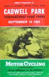 Programme cover of Cadwell Park Circuit, 16/09/1962