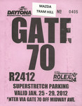 Ticket for Daytona International Speedway, 29/01/2012