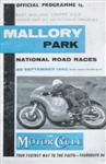 Programme cover of Mallory Park Circuit, 25/09/1960