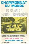 Programme cover of Paul Ricard, 01/07/1973