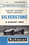 Programme cover of Silverstone Circuit, 03/08/1964