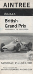 Flyer of Aintree Circuit, 21/07/1962