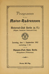 Programme cover of Berlin Olympia-Radrennbahn, 01/09/1912
