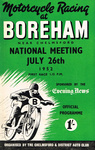 Programme cover of Boreham Racing Circuit, 26/07/1952