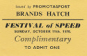 Ticket for Brands Hatch Circuit, 11/10/1970