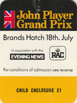 Ticket for Brands Hatch Circuit, 18/07/1976