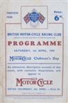 Programme cover of Brooklands (GBR), 01/04/1939
