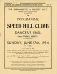 Programme cover of Dancer's End Hill Climb, 17/06/1934