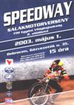Programme cover of Debrecen Speedway, 01/05/2003