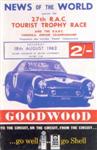 Programme cover of Goodwood Motor Circuit, 18/08/1962