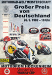 Programme cover of Hockenheimring, 26/09/1982