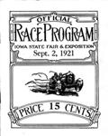 Programme cover of Iowa State Fairgrounds, 09/09/1921