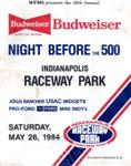 Programme cover of Indianapolis Raceway Park, 26/05/1984