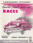 Programme cover of Langhorne Speedway, 19/09/1954