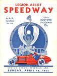 Programme cover of Legion Ascot Speedway, 14/04/1935