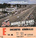 Ticket for Circuit de la Sarthe Ticket, 17/06/1984