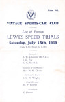 Programme cover of Lewes Speed Trials, 15/07/1939