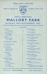 Programme cover of Mallory Park Circuit, 03/09/1961