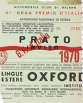 Ticket for Monza, 06/09/1970
