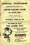 Programme cover of Mt. Eden Hill Climb, 05/04/1952