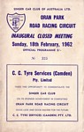Programme cover of Oran Park Raceway, 18/02/1962