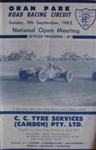 Programme cover of Oran Park Raceway, 09/09/1962