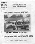 Programme cover of Oran Park Raceway, 16/11/1985