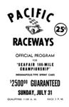 Programme cover of Pacific Raceways, 31/07/1960