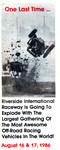 Brochure cover of Riverside International Raceway (CA), 17/08/1986