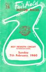 Programme cover of Roy Hesketh Circuit, 07/02/1960