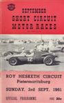 Programme cover of Roy Hesketh Circuit, 03/09/1961