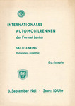 Programme cover of Sachsenring, 03/09/1961