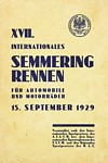 Programme cover of Semmering Hill Climb, 15/09/1929
