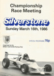 Programme cover of Silverstone Circuit, 16/03/1986