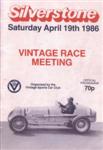 Programme cover of Silverstone Circuit, 19/04/1986