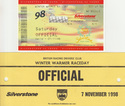 Ticket for Silverstone Circuit, 07/11/1998