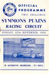 Programme cover of Symmons Plains, 27/11/1960