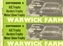 Car sticker for Warwick Farm, 05/09/1971
