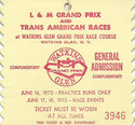 Ticket for Watkins Glen International, 18/06/1972