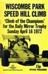 Programme cover of Wiscombe Park Hill Climb, 16/04/1972