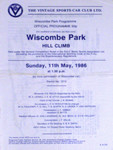 Programme cover of Wiscombe Park Hill Climb, 11/05/1986