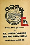 Programme cover of Würgau Hill Climb, 13/08/1933
